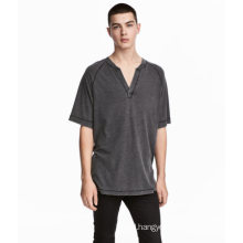 Wide Cut Jersey T-Shirt in Mercerized Cotton with Ribbing